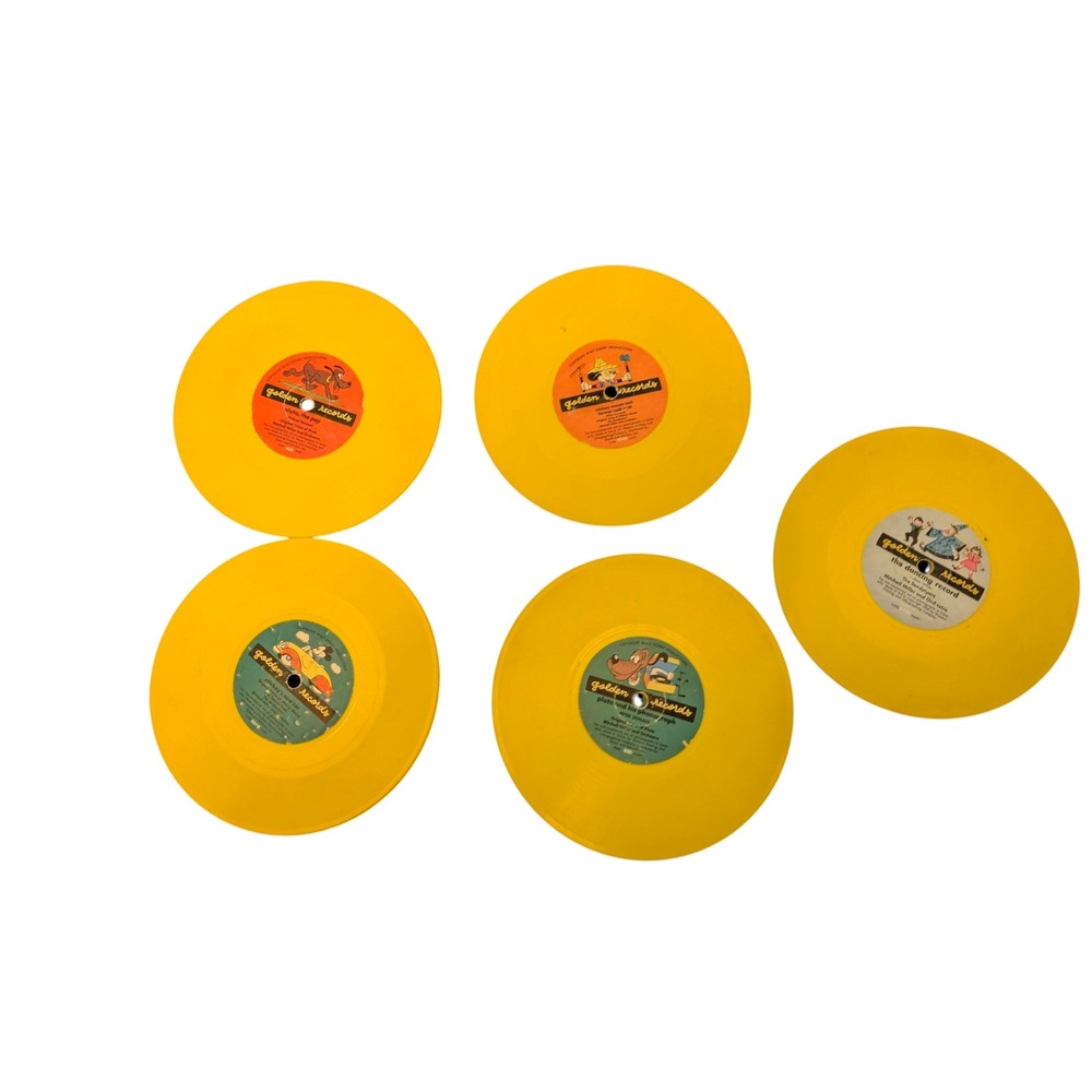 Vintage Childrens Golden‎ Records Disney Pluto Mickey Mouse Yellow Vinyl Lot